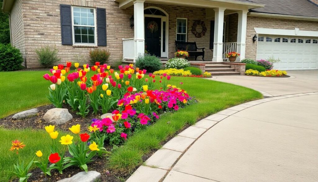 landscaping in front of house